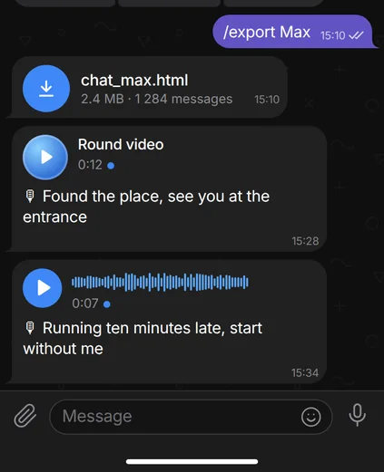 Close-up of Logram: a voice note with its transcript